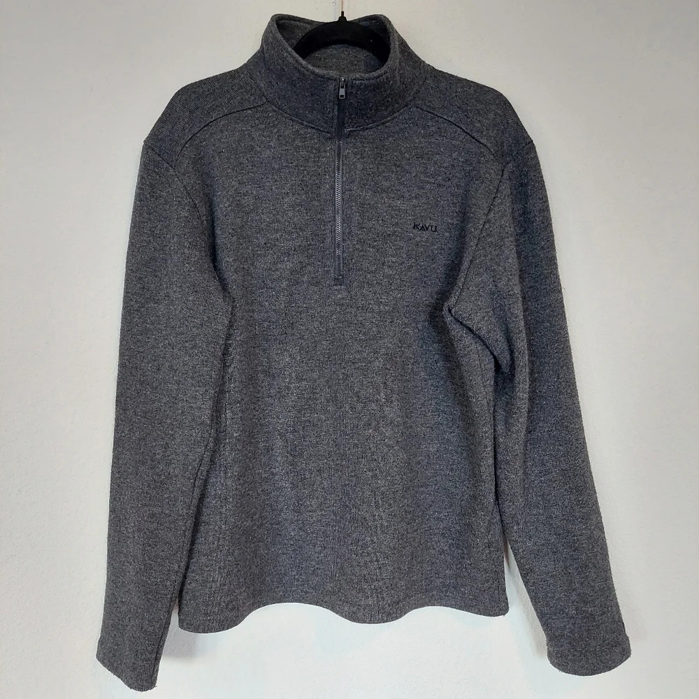 Kavu Quarter Zip Wool Blend Pullover Sweater Grey‎ Size Meduim